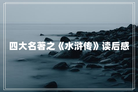 四大名著之《水浒传》读后感